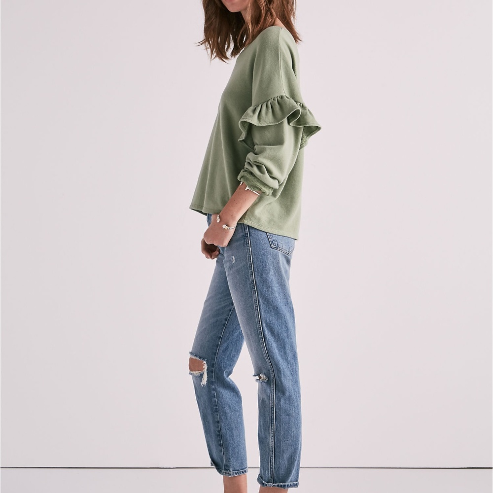 LUCKY BRAND Ruffle Sleeve Oversized Sweatshirt - Picture 2 of 7